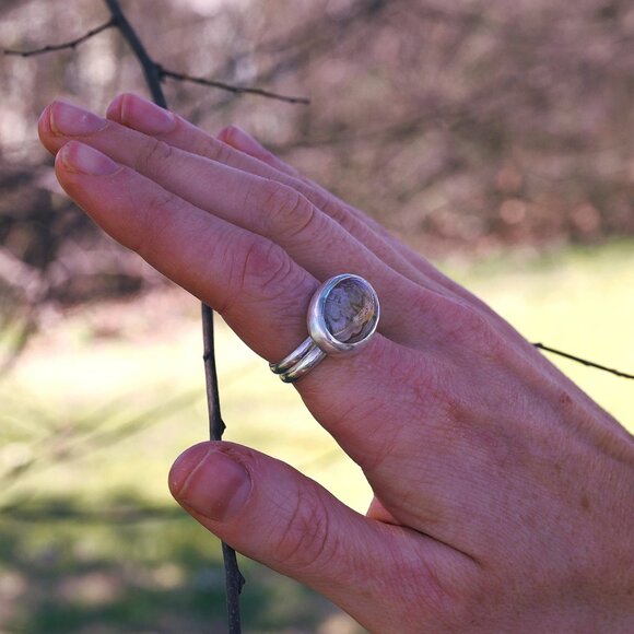 Crazy Lace Agate Ring SZ 7.5 Handmade by Me- Sterling Silver - Picture 3 of 7